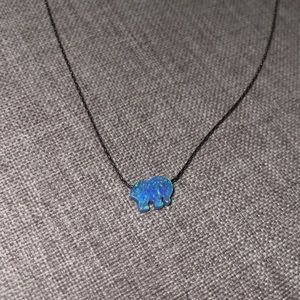 Blue Opal Elephant Necklace